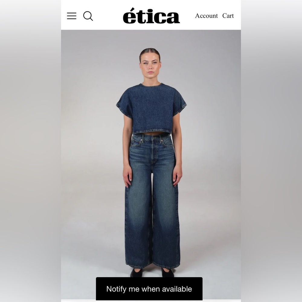 Etica Blue Crop Top - Aire Open Back Tee Terrance’s - Picture 1 of 5